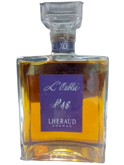 A 700ml bottle of Lheraud XO L’Oublié Cognac, aged for decades in French oak barrels. A luxurious Cognac with deep flavors of dried fruit, caramel, and warm spice, perfect for sipping or gifting.
