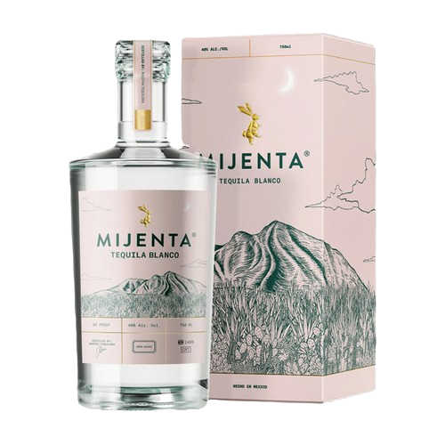 A 75cl bottle of Mijenta Blanco Tequila, an ultra-premium, 100% agave tequila with crisp citrus, honey, and floral notes. Perfect for sipping or cocktails.